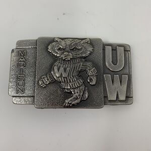 Vintage Wisconsin Badgers Belt Buckle Pewter UW Madison NCAA College 80s